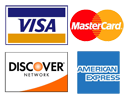 We accept Visa, Mastercard, Discovery, and American Express